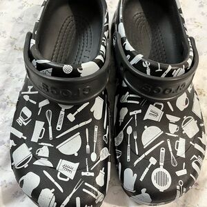 CROCS Black and White Kitchen Theme Clogs